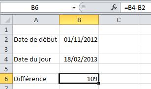 Résultat différence dates Excel
